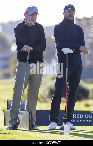 Prominente haben den ersten Tag beim Profi- und Amateurwettbewerb Alfred Dunhill Links Championship auf dem Old Course in St Andrews, Schottland, auf den Fairways gespielt. Mit: Jamie Redknapp Wo: St Andrews, Großbritannien Wann: 05 Oct 2017 Credit: WENN Stockfoto