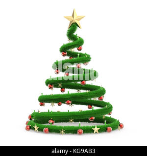 Weihnachtsbaum auf weißem Hintergrund 3 isolierte d-Rendering Stockfoto