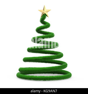 Weihnachtsbaum auf weißem Hintergrund 3 isolierte d-Rendering Stockfoto