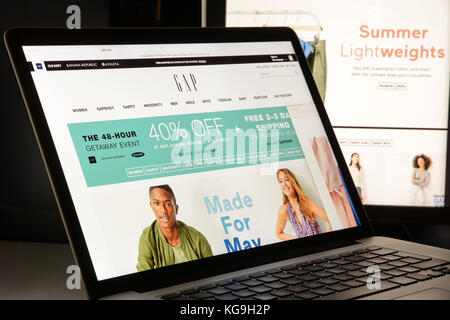 Mailand, Italien - 7. Mai 2017: gap-Website Homepage. Es ist ein fashion-e-commerce Store. Stockfoto