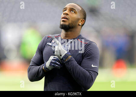 Houston, Texas, USA. 5 Nov, 2017. Houston Texans cornerback Kareem Jackson (25) vor einem NFL regular season Spiel zwischen den Houston Texans und die Indianapolis Colts an NRG Stadion in Houston, TX am 5. November 2017. Credit: Erik Williams/ZUMA Draht/Alamy leben Nachrichten Stockfoto