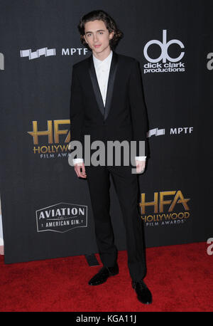 Beverly Hills, CA, USA. November 2017. November 2017 - Beverly Hills, Kalifornien - Timothee Chalamet. Die 21. Jährlichen "Hollywood Film Awards" im Beverly Hilton Hotel in Beverly Hills. Foto: Birdie Thompson/Admedia Stockfoto