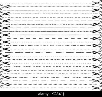 Vektor gestrichelte Linie mit Schneiden scheren Set Stock Vektor