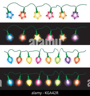 Vektor Zeichenketten der Weihnachten Licht Lampen Stock Vektor