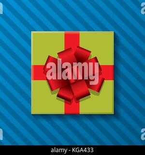 Vektor Geschenkbox mit roter Schleife und einem Bogen Stock Vektor