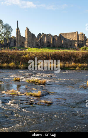 Herbst Blick von Finchale Priory, über den Fluss gesehen Tragen, Co Durham, England, Großbritannien Stockfoto