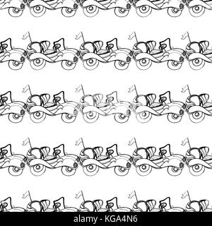 Monochrome Auto, nahtlose Muster Hintergrund. Vector Illustration Stock Vektor