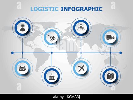 Infografik Design mit logistischen Icons, Vektor Stock Vektor