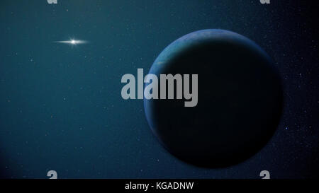 Die hypothetische Planeten neun vor der Sterne leuchten in der Ferne Sonne Stockfoto