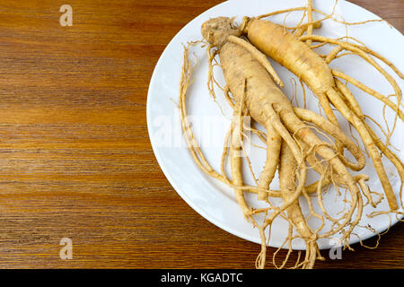 Koreanische Ginseng frisch auf dem Teller Stockfoto