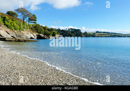 Trebah Strand am Helford River in der Nähe von mawnan Smith in Cornwall, England, Großbritannien. Stockfoto