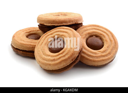 Cookies mit Schokolade isoliert auf weißem Hintergrund Stockfoto