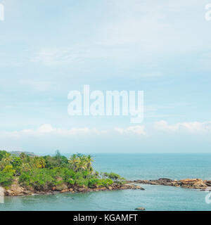 Halbinsel mit tropischen Palmen- und Wasserwelt Stockfoto