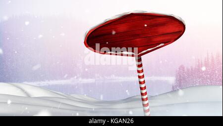 Digital composite der hölzernen Wegweiser in Weihnachten Winter Landschaft Stockfoto