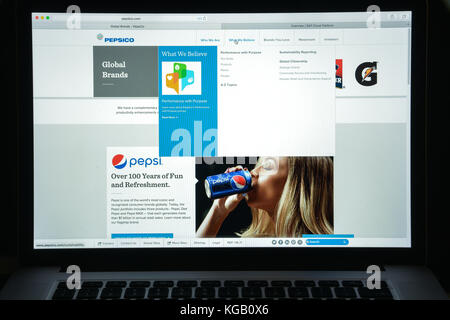 Mailand, Italien - 10 August 2017: pepsi co Webseite homepage. Es ist eine US-amerikanische multinationale Essen, Snacks und Getränke Corporation. pepsico Logo sichtbar Stockfoto