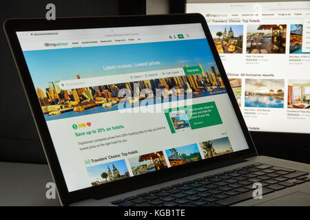 Mailand, Italien - 10 August 2017: Tripadvisor Website Homepage. Es ist ein amerikanisches Unternehmen, das Reisen website Hotels Buchung sowie Bewertungen der t Stockfoto