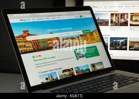 Mailand, Italien - 10 August 2017: Tripadvisor Website Homepage. Es ist ein amerikanisches Unternehmen, das Reisen website Hotels Buchung sowie Bewertungen der t Stockfoto