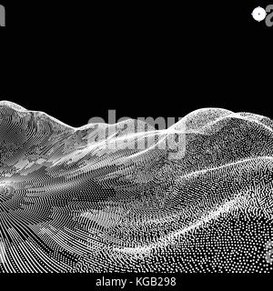 Landschaft Hintergrund. Gelände. cyberspace Grid. 3d-technologie Vector Illustration. Stock Vektor