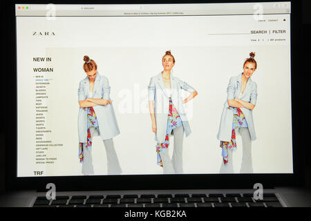 Mailand, Italien - 7. Mai 2017: Zara-Website Homepage. Es ist eine spanische Marke fashion-e-commerce Store. Stockfoto