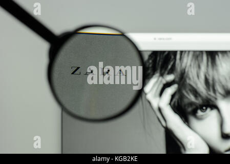 Mailand, Italien - 7. Mai 2017: Homepage der Marke Zara. Es ist ein spanisches Mode-E-Commerce-Geschäft. Stockfoto