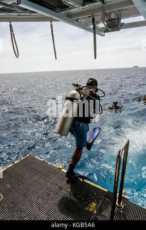 Similan Island, Thailand 3 Tage Tauchsafari Tauchen Reise - Springen in Stockfoto