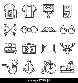 Vektor hipster Symbole gesetzt. liner Abbildung auf weißem Hintergrund Stock Vektor