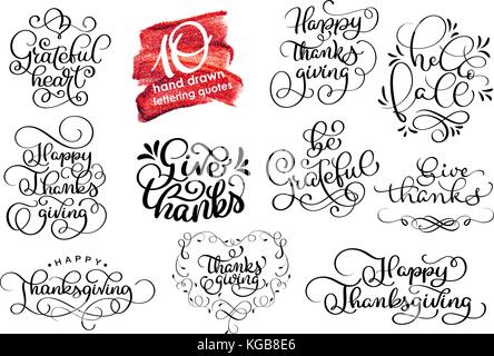 Vektor thanksgiving Schriftzug für Einladungen oder festliche Grußkarten. handschriftliche Kalligraphie dankbar dankbar gesegnet, etc. Stock Vektor