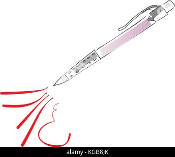 Hand gezeichnete Skizze doodles Pen mit roten Linien. Vector Illustration Stock Vektor