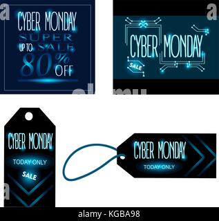 Cyber Monday 2017 - 2018 Verkauf tags Stock Vektor