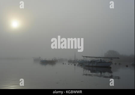 Ende der Segelsaison in Christchurch Sailing Club in Dorset uk mit heraus muss Tag für die 393-Flotte. Stockfoto