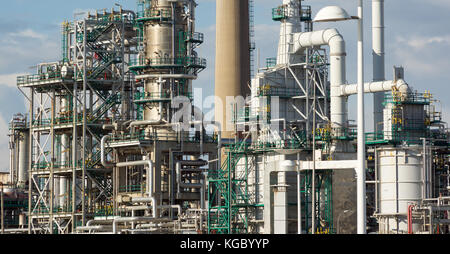 Oelraffinerie industriellen Hintergrund Stockfoto
