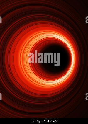 Tunnel mit Rot leuchtenden Ringen, vertikale abstrakte digitale grafik hintergrund, 3D-Rendering illustration Stockfoto