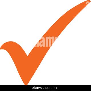 Orange Symbol Kontrollhäkchen. Häkchen in der Farbe orange, Vector Illustration. Stock Vektor