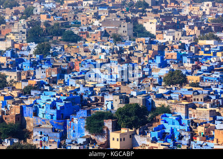 Luftaufnahme der blaue Stadt Jodhpur. Jodhpur-stiefeletten aus, Rajasthan, Indien Stockfoto