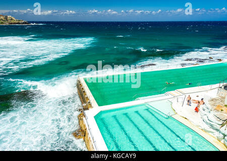 Bondi Bäder Home des legendären Bondi Icebergs Swimming Club liegt am südlichen Ende des Bondi Beach in Sydney, NSW, Australien Stockfoto