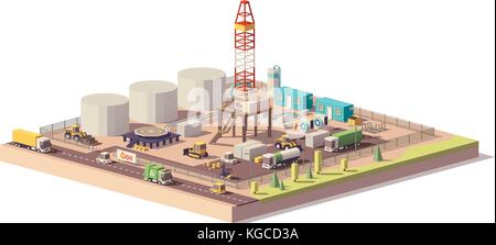 Öl-Gaspumpe Rig Vektor Petroleum Industrie Bohrmaschine Stock