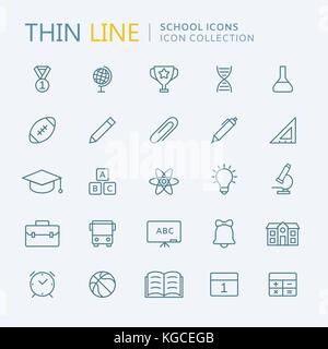 Sammlung der Schule dünne Linie Symbole. Vector EPS 10. Stock Vektor