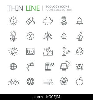Sammlung von Ökologie dünne Linie Symbole. Vector EPS 10. Stock Vektor