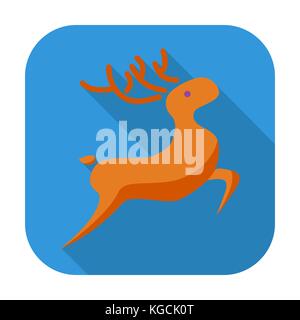 Hirsch. Einzelne flache Symbol auf die Schaltfläche. Vektor-Illustration. Stock Vektor