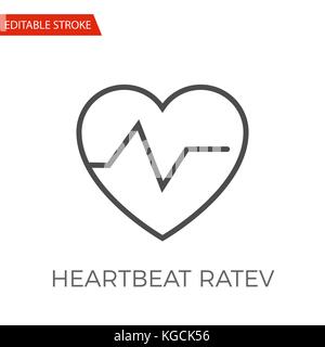 Heartbeat Ratev dünne Linie Vektor Icon. Flache Symbol isoliert auf den weißen Hintergrund. Editierbare Schlaganfall EPS-Datei. Vector Illustration. Stock Vektor