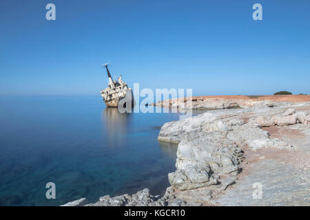 Schiffswrack von Edro III, Pegeia, Paphos, Zypern Stockfoto