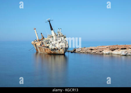 Schiffswrack von Edro III, Pegeia, Paphos, Zypern Stockfoto