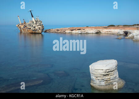 Schiffswrack von Edro III, Pegeia, Paphos, Zypern Stockfoto