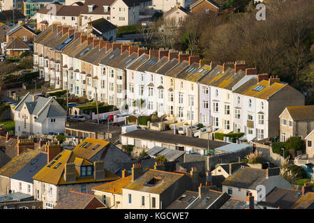 Ein Blick auf die Häuser und Dächer bei fortuneswell auf der Isle of Portland in Dorset. Foto: Graham Jagd-/alamy Stockfoto