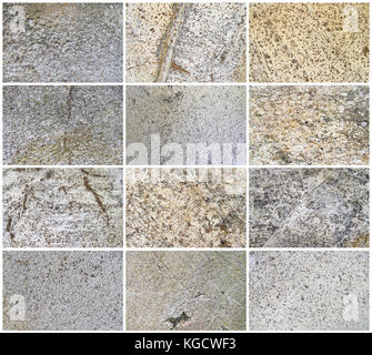 Zwölf natürlichen Kalkstein Hintergrund oder Texturen. die echte Farbe. ohne Sättigung der Farben. Stockfoto
