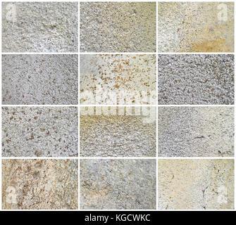 Zwölf natürlichen Kalkstein Hintergrund oder Texturen. die echte Farbe. ohne Sättigung der Farben. Stockfoto