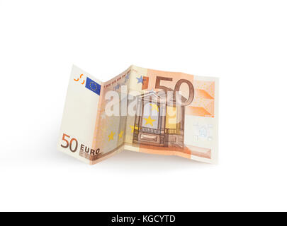Euro Banknoten auf weißem Hintergrund. Stockfoto