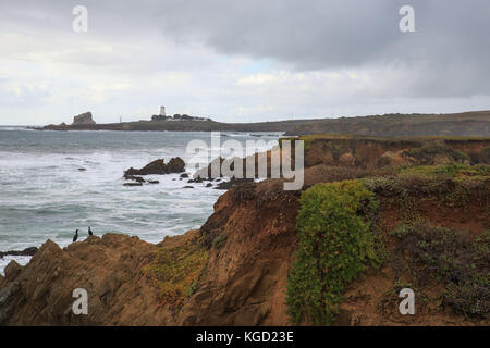 Stürmischen Tag im Piedras Blancas Light Station, San Simeon Kalifornien Stockfoto