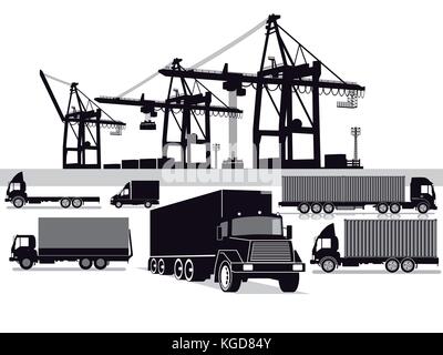 Fracht, Container Transport, Transport Spedition Stock Vektor