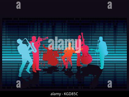 Konzert mit Band auf der Bühne Stock Vektor